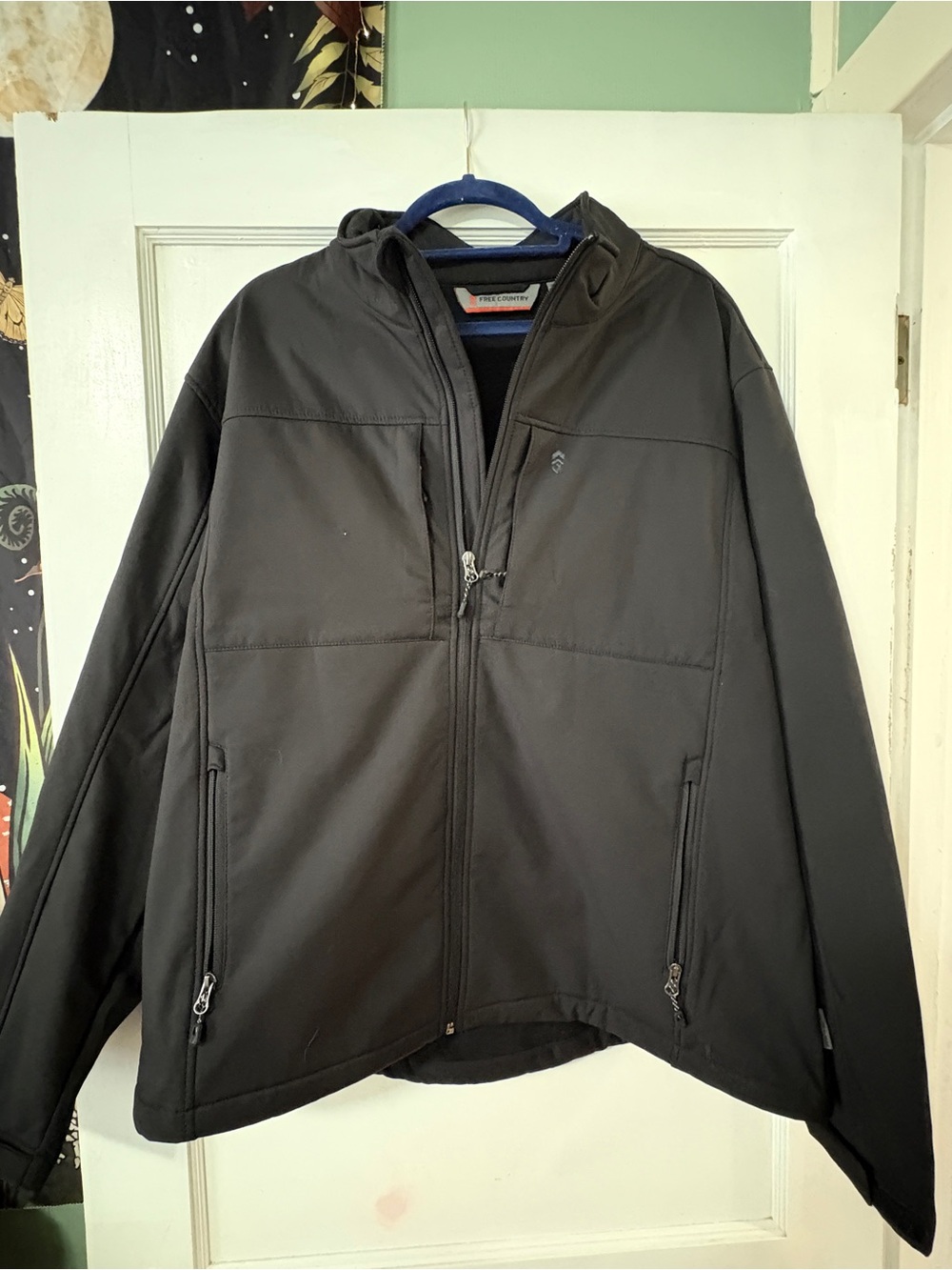 Free Country Men’s Black Softshell Fleece-Lined Jacket – XXL
